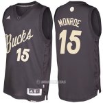 Camiseta Navidad Milwaukee Bucks Greg Monroe #15 Negro