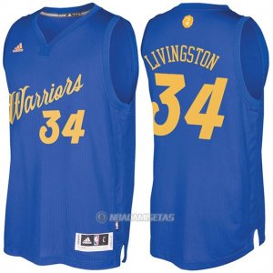 Camiseta Navidad Golden State Warriors Shaun lLivingston #24 Azul