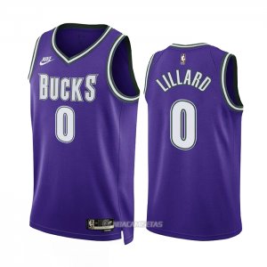 Camiseta Milwaukee Bucks Damian Lillard #0 Classic 2022-23 Violeta