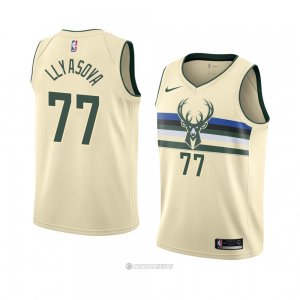 Camiseta Milwaukee Bucks Ersan Llyasova #77 Ciudad 2018 Crema