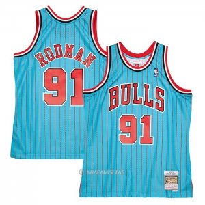 Camiseta Chicago Bulls Dennis Rodman #91 Mitchell & Ness 1995-96 Azul