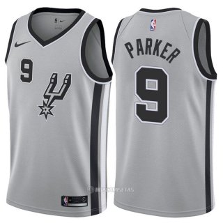 Camiseta Autentico San Antonio Spurs Parker #9 2017-18 Gris