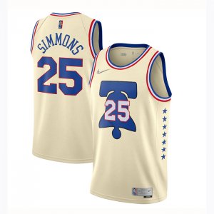 Camiseta Philadelphia 76ers Ben Simmons #25 Earned 2020-21 Crema