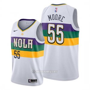 Camiseta New Orleans Pelicans E'twaun Moore #55 Ciudad Edition Blanco