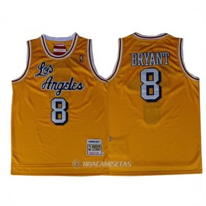 Camiseta Los Angeles Lakers Bryant #8 Amarillo
