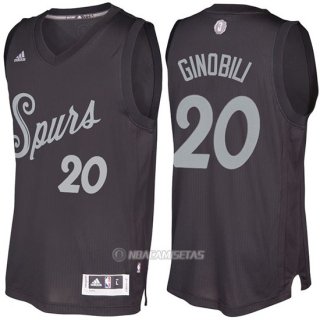Camiseta Navidad San Antonio Spurs Manu Ginobili #20 Negro