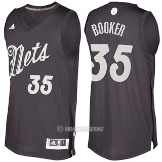 Camiseta Navidad Brooklyn Nets Trevor Booker #35 Negro