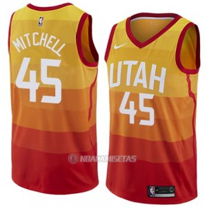 Camiseta Utah Jazz Mitchell #45 Ciudad 2017-18 Naranja