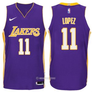 Camiseta Autentico Los Angeles Lakers Lopez #11 2017-18 Violeta