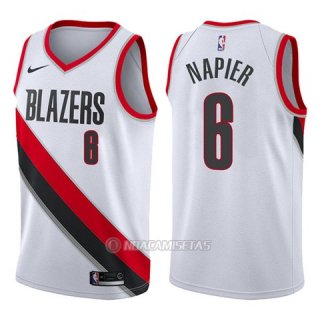 Camiseta Portland Trail Blazers Shabazz Napier #8 Association 2017-18 Blanco