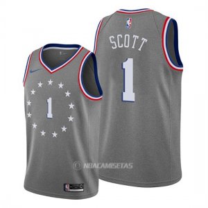 Camiseta Philadelphia 76ers Mike Scott #1 Ciudad Gris