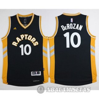 Camiseta Toronto Raptors Derozan #10 Negro Oro