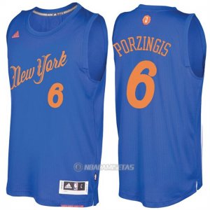 Camiseta Navidad New York Knicks Kristaps Porzingis #6 Azul