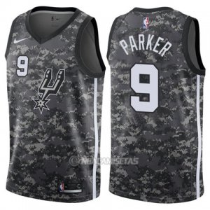 Camiseta San Antonio Spurs Parker #9 Ciudad 2017-18 Gris