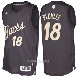 Camiseta Navidad Milwaukee Bucks Miles Plumlee #18 Negro