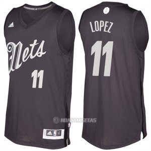 Camiseta Navidad Brooklyn Nets Brook Lopez #11 Negro