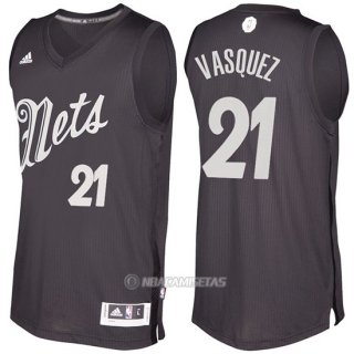 Camiseta Navidad Brooklyn Nets Greivis Vasquez #21 Negro
