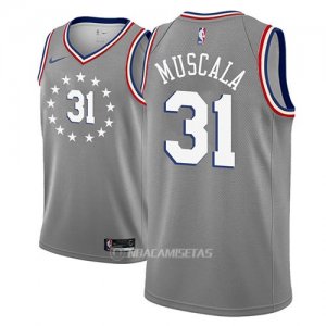 Camiseta Philadelphia 76ers Mike Muscala #31 Ciudad 2018-19 Gris