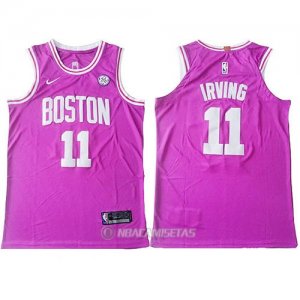 Camiseta Boston Celtics Kyrie Irving #11 Autentico Rosa