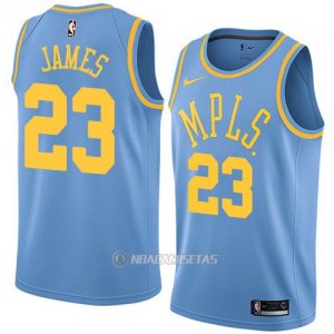 Camiseta Los Angeles Lakers Lebron James #23 Classic 2017-18 Azul