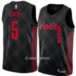 Camiseta Portland Trail Blazers Seth Curry #5 Ciudad 2017-18 Negro