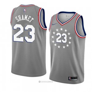 Camiseta Philadelphia 76ers Landry Shamet #23 Ciudad 2018-19 Gris