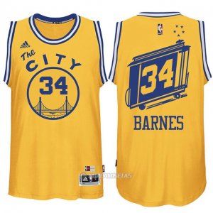 Camiseta Retro City Bus Golden State Warriors Barnes #34 Amarillo