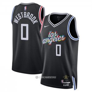 Camiseta Los Angeles Clippers Russell Westbrook #0 Ciudad 2022-23 Negro