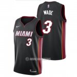 Camiseta Miami Heat Wade #3 Ciudad 2017-18 Negro