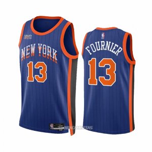 Camiseta New York Knicks Evan Fournier #13 Ciudad 2023-24 Azul
