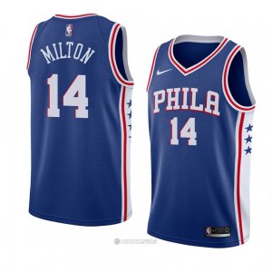 Camiseta Philadelphia 76ers Shake Milton #14 Icon 2018 Azul