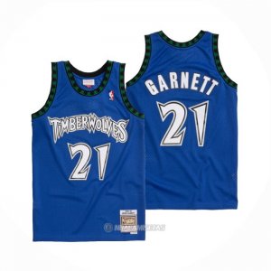 Camiseta Minnesota Timberwolves Kevin Garnett #21 Hardwood Classics Throwback 2003-04 Azul