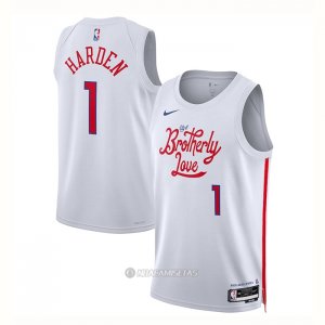 Camiseta Philadelphia 76ers James Harden #1 Ciudad 2022-23 Blanco