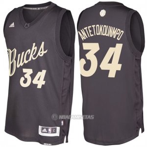 Camiseta Navidad Milwaukee Bucks Giannis Antetokounmpo #34 Negro