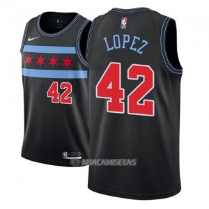 Camiseta Chicago Bulls Robin Lopez #42 Ciudad 2018-19 Negro
