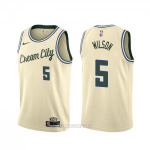 Camiseta Milwaukee Bucks D.j. Wilson #5 Ciudad 2019-20 Crema