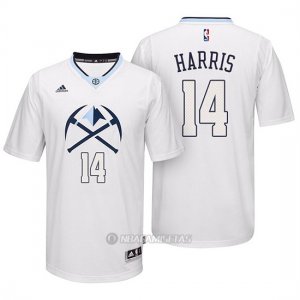 Camiseta Manga Cort Denver Nuggets Harris #14 Blanco