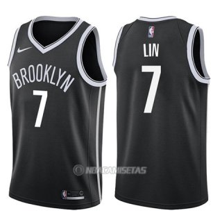 Camiseta Brooklyn Nets Jeremy Lin #7 Icon 2017-18 Negro