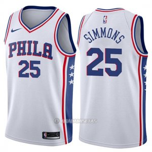Camiseta Philadelphia 76ers Ben Simmons Association #25 2017-18 Blanco