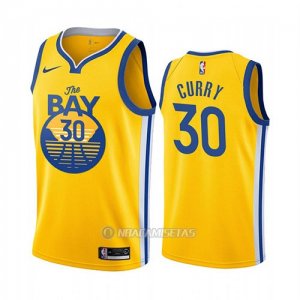 Camiseta Golden State Warriors Stephen Curry #30 Ciudad 2019-20 Amarillo