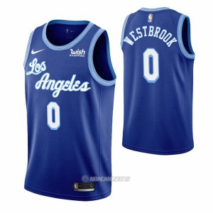 Camiseta Los Angeles Lakers Russell Westbrook #0 Hardwood Classic 2021-2022 Azul