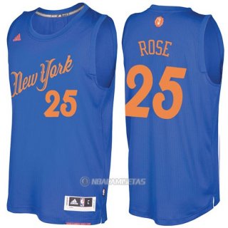 Camiseta Navidad New York Knicks Derrick Rose #25 Azul