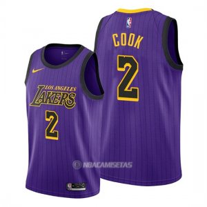 Camiseta Los Angeles Lakers Quinn Cook #2 Ciudad Violeta