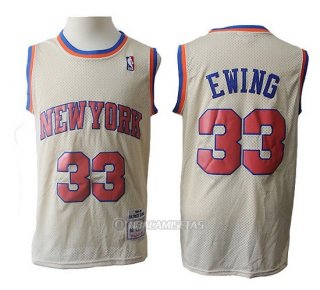 Camiseta New York Knicks Patrick Ewing #33 Retro Crema