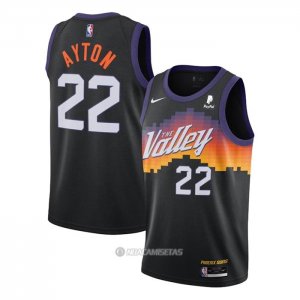 Camiseta Phoenix Suns Deandre Ayton #22 Ciudad 2020-21 Negro