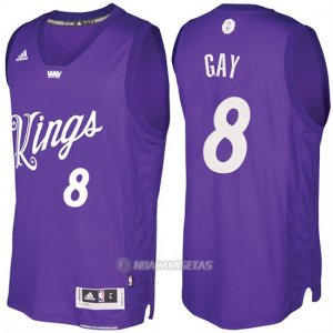 Camiseta Navidad Sacramento Kings Rudy Gay #8 Purpura