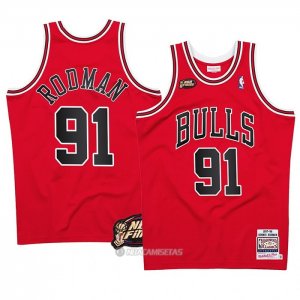 Camiseta Chicago Bulls Dennis Rodman #91 Mitchell & Ness 1997-98 NBA Finals Rojo