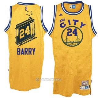 Camiseta Retro City Bus Golden State Warriors Barry #24 Amarillo