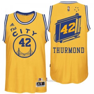 Camiseta Retro City Bus Golden State Warriors Thurmond #42 Amarillo