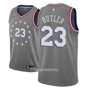 Camiseta Philadelphia 76ers Jimmy Butler #23 Ciudad 2018-19 Gris